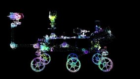 Particle hologram of Mars rover. Elements of this video furnished by NASA. 4k seamless loop