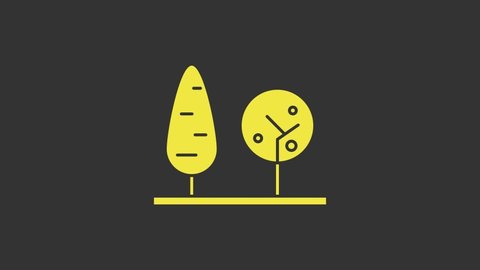 Yellow Trees icon isolated on grey background. Forest symbol. 4K Video motion graphic animation.