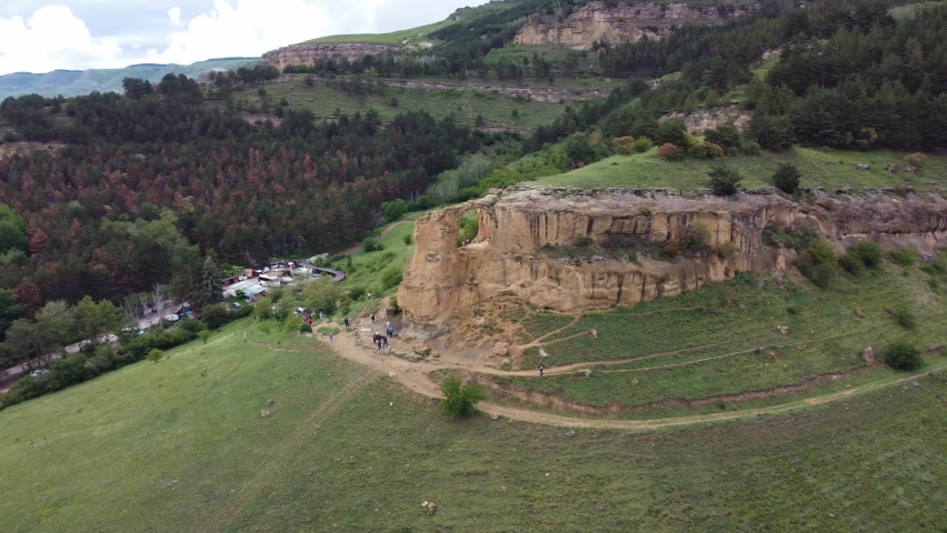 Aerial view of the Ring Mountain in Kislovodsk. Stavrapolsky Territory. Beautiful places of the North Caucasus.