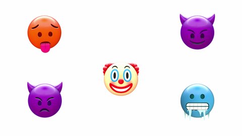 KRISTIANSTAD, SWEDEN - DECEMBER 30, 2021: Emoji Pack ( 5 of 14)
5 Colored face emojis animated and rendered MOV alpha channel