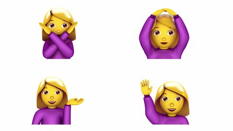 KRISTIANSTAD, SWEDEN - DECEMBER 30, 2021: Emoji Pack (6  of 14)
4 Woman emojis animated and rendered MOV alpha channel