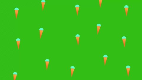Ice Cream Animation Falling from above on Green Screen 4K Seamless Loop