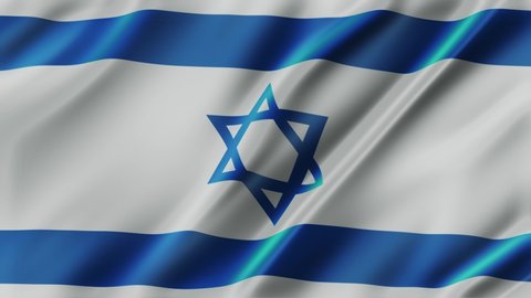 Israel waving flag fabric texture of the flag and 3d animation background.