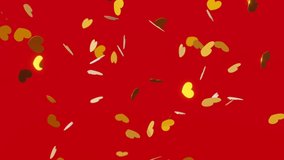 Golden paper confetti hearts falling down on red background. Valentine's Day 4K looping animation. - Powered by Shutterstock - Get 15% off with code: PIKWIZARD15