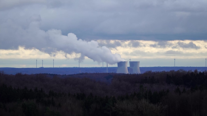 view to nuclear power plant Gundremmingen Germany one day before shut down