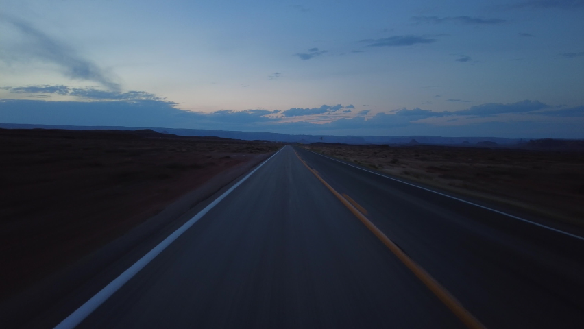 Driving Plate Utah Desert Highway 163 Southbound Evening Multicam Set 01 Rear View Southwest USA Royalty-Free Stock Footage #1084656073