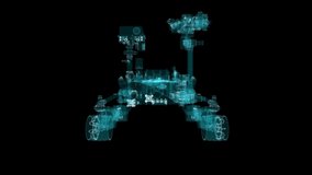 Particle hologram of Mars rover. Elements of this video furnished by NASA. 4k seamless loop
