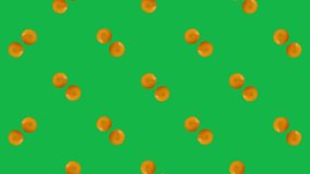 Colorful fruit pattern of fresh orange on green background. Seamless pattern with orange. Realistic animation. 4K video motion