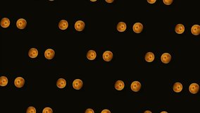 Colorful fruit pattern of fresh rotating grapefruits on black background. Seamless pattern with grapefruit. Realistic animation. 4K video motion