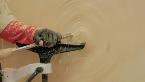 Man Carpenter Using Chisel Shaping Piece Stock Footage Video (100% ...