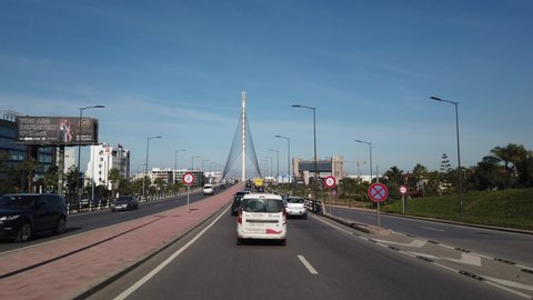 Casablanca, Morocco ,31 December 2021, traffic using the Sidi Maarouf bridge in Casablanca