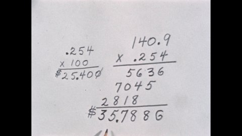 1950s: Multiplication of numbers being pointed out.