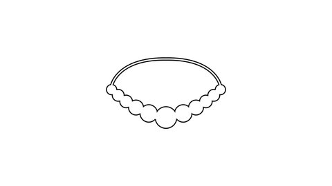 Black line Pearl necklace icon isolated on white background. 4K Video motion graphic animation.