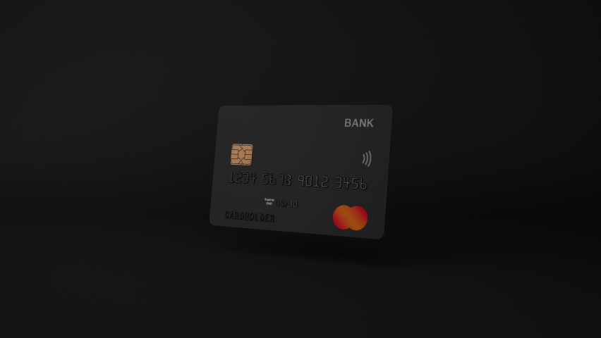 Black gold platinum 3d credit debit card spinning on dark background. Business financial theme animation, wireless payments, bank technologies pay pass, plastic card spin with chip, 4k minimal mockup Royalty-Free Stock Footage #1084681453