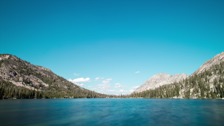Toxaway Lake, located in Idaho’s Sawtooth Wilderness seen in a day to night to day time-lapse during the summer
