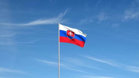 Waving flag of Slovakia with clear blue sky background