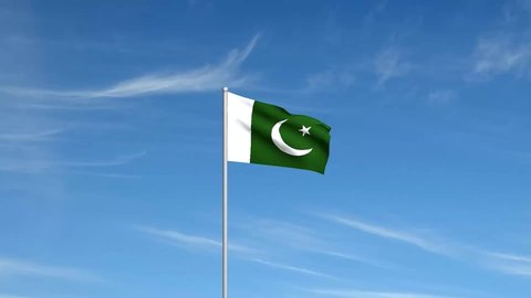 Waving flag of Pakistan with clear blue sky background