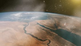 The Sinai Peninsula separating Africa from Asia as Seen from Space. Elements of this Video Furnished by NASA.  