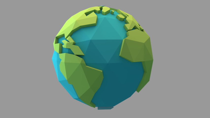 Low poly style earth globe animation.  360-degree rotation. Seamless loop HD animation. Royalty-Free Stock Footage #1084701673