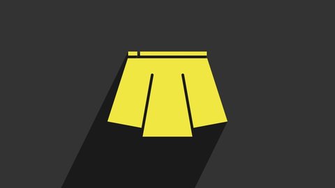 Yellow Skirt icon isolated on grey background. 4K Video motion graphic animation.