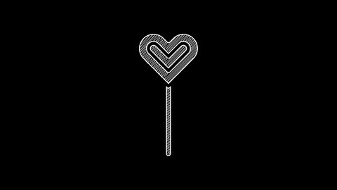 White line Lollipop icon isolated on black background. Food, delicious symbol. 4K Video motion graphic animation.