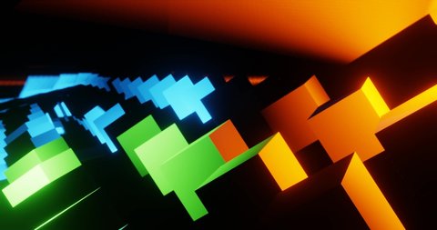3d render with a background of orange, green and blue cubes