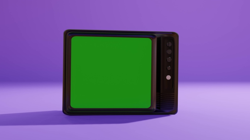 old retro TV with green screen instead of screen on illuminated background 3d illustration of television From 90s Royalty-Free Stock Footage #1084710880