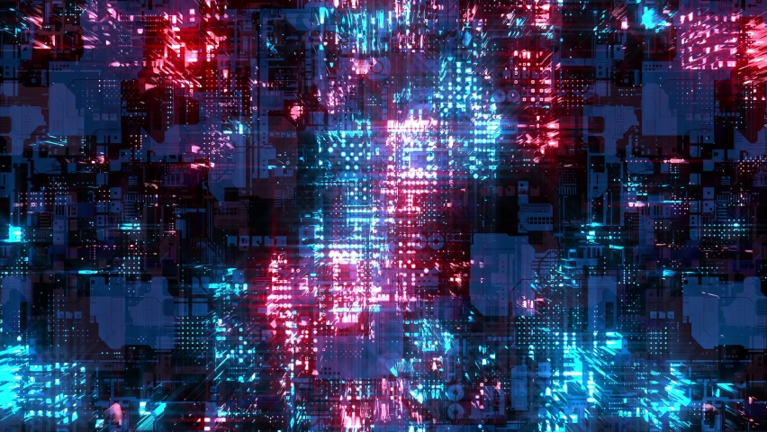 Blue lighting futuristic cyber punk digital hi-tech backdrop Royalty-Free Stock Footage #1084720324