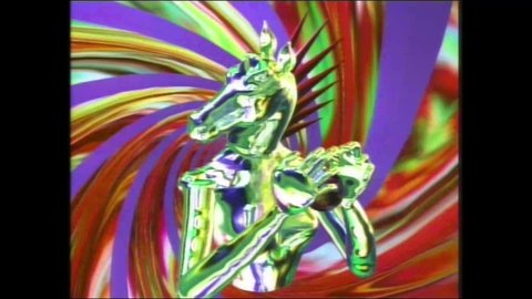 1990s Los Angeles, CA. Surreal Abstract Computer Motion Graphic. Seamless VJ loop of Wormhole, or Vortex with Horse Head Mannequin in Vaporwave style. 4K footage for night club or video wall. 