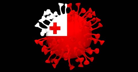 Flag of Tonga on Seamless looping 3D animation of the covid-19 Corona Virus 4K UHD 60FPS