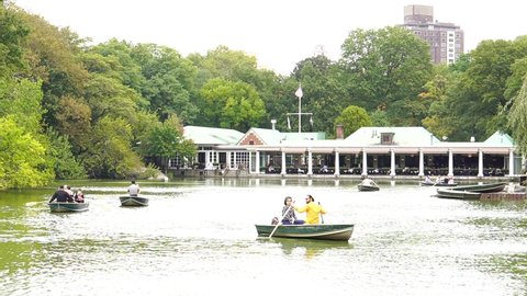 New York USA 9th Oct. 2021 : Loeb Boathouse is located at the northeastern tip of the Lake and houses the Boathouse Restaurant at Central Park, New York City.