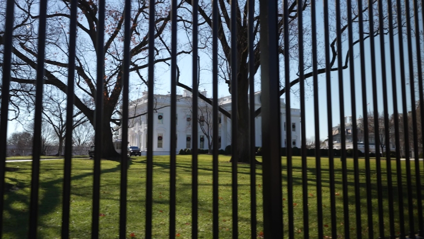 Home of the US President, the White House seen outside the gate in Washington, DC.