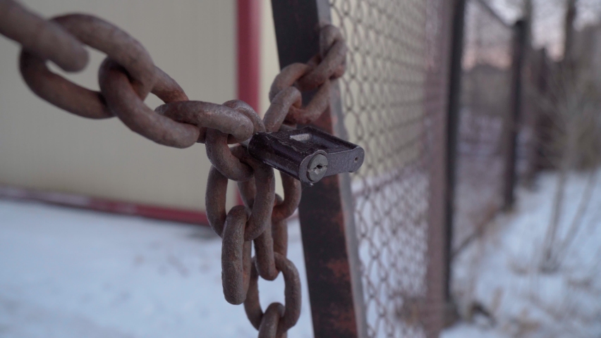 Closed territory chain with lock. No way out, private territory, the pass