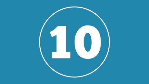 10 second countdown animation with blue background and green circle following the countdown