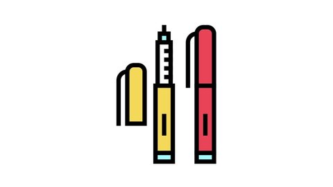 insulin portable pen syringe color icon animation