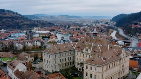 Sighisoara city aerial view in Romania