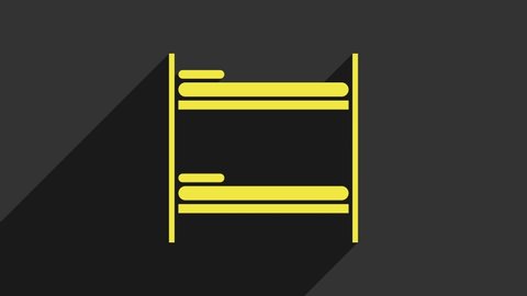 Yellow Bunk bed icon isolated on grey background. 4K Video motion graphic animation.