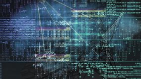 4k abstract dark digital grid data communication technology background footage. Data grid ,math formulas, satellite dish and various business icons overlay. - Powered by Shutterstock - Get 15% off with code: PIKWIZARD15