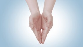 Female beauty hands showing palms top view in giving or receiving gesture. Isolated clean background showing holding or offering pose revealing product showcase and copy space. Young woman white Skin. - Powered by Shutterstock - Get 15% off with code: PIKWIZARD15