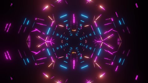 Seamless looped 3D rendering animation of an abstract colored tunnel 