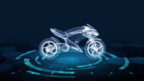 HUD The futuristic 3D sci-fi motorcycle