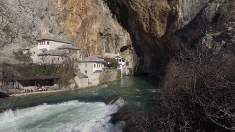 Dervish monastery or tekke at the Buna River spring in the town of Blagaj. Location: Blagaj, Mostar basin, Herzegovina-Neretva Canton, Bosnia and Herzegovina, europe, Dervish house