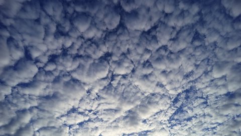 Beautiful cirrocumulus clouds pass on the sky. Time-lapse clip.