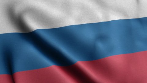 Russian flag waving animation. Russia flag video. Wonderful wavy flag. Sign of Russia, Slow motion video 
