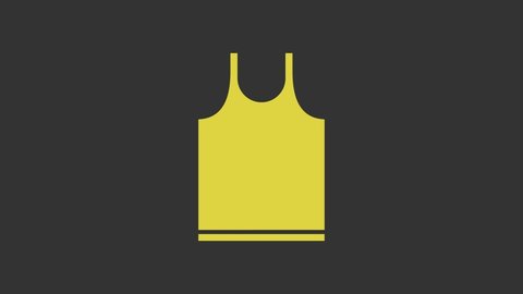 Yellow Sleeveless T-shirt icon isolated on grey background. 4K Video motion graphic animation.