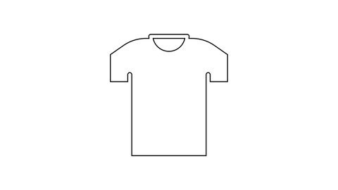 Black line T-shirt icon isolated on white background. 4K Video motion graphic animation.
