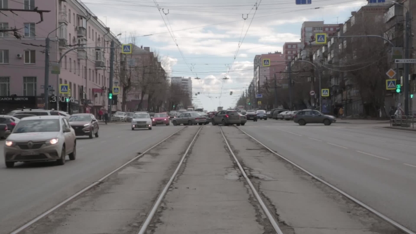Busy traffic of vehicles on the roadway of the city