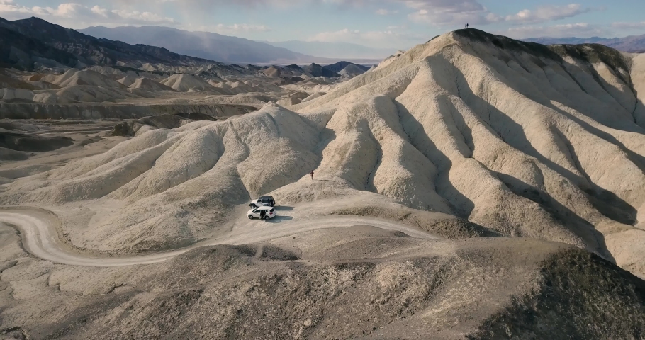 4K Aerial drone shot of Death Valley National Park, Rocky desert hills Eastern California, and Nevada, USA.