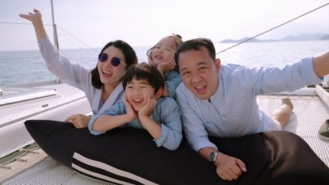 Asian Family Having Fun On Yacht Stock Footage Video (100% Royalty-free ...