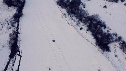 Video with an aerial winter view of famous ski resort of Bansko, Blagoevgrad Region, Bulgaria